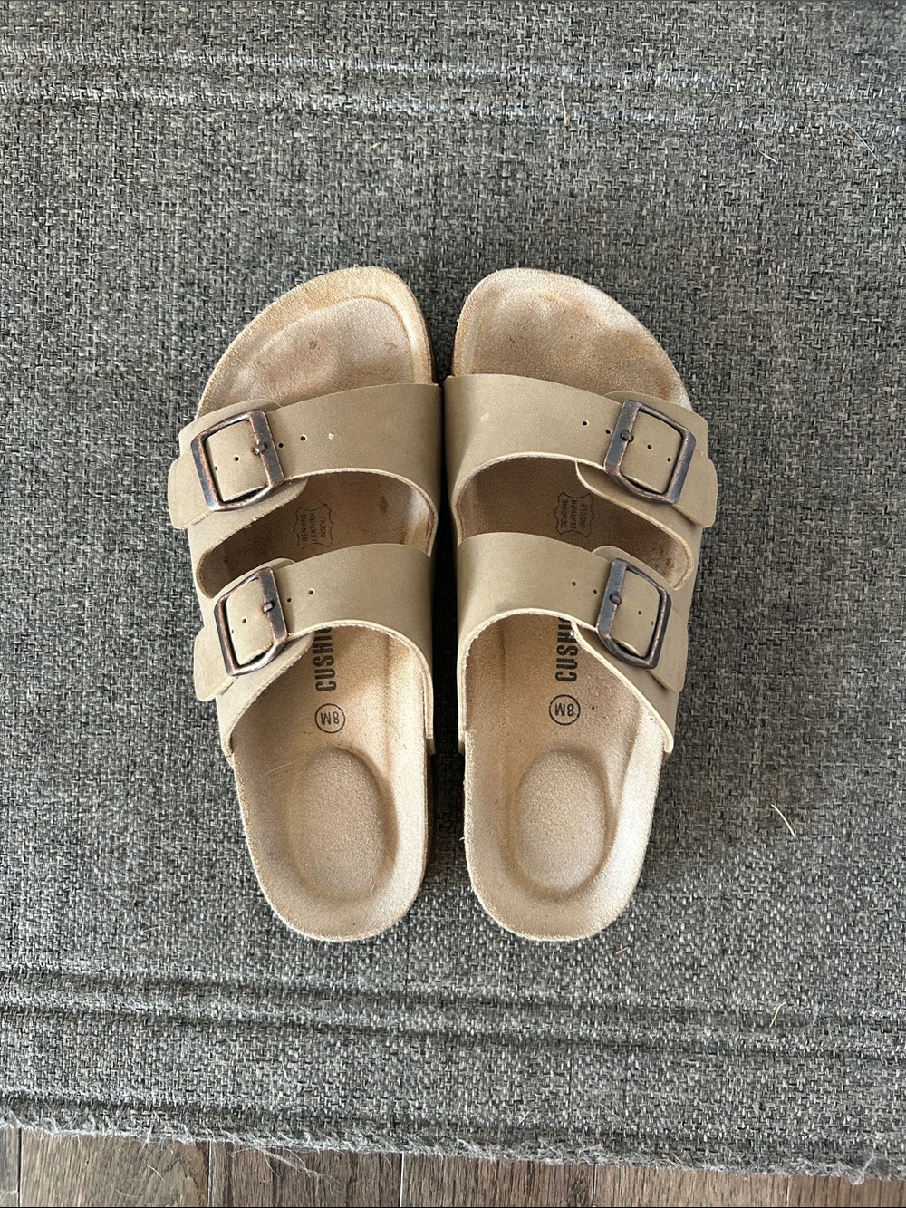 Women's Double-Buckle Cushioned Sandals in Tan